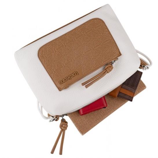 Bolso bandolera con bordado Lois Jeans 329172 blanco tumbado