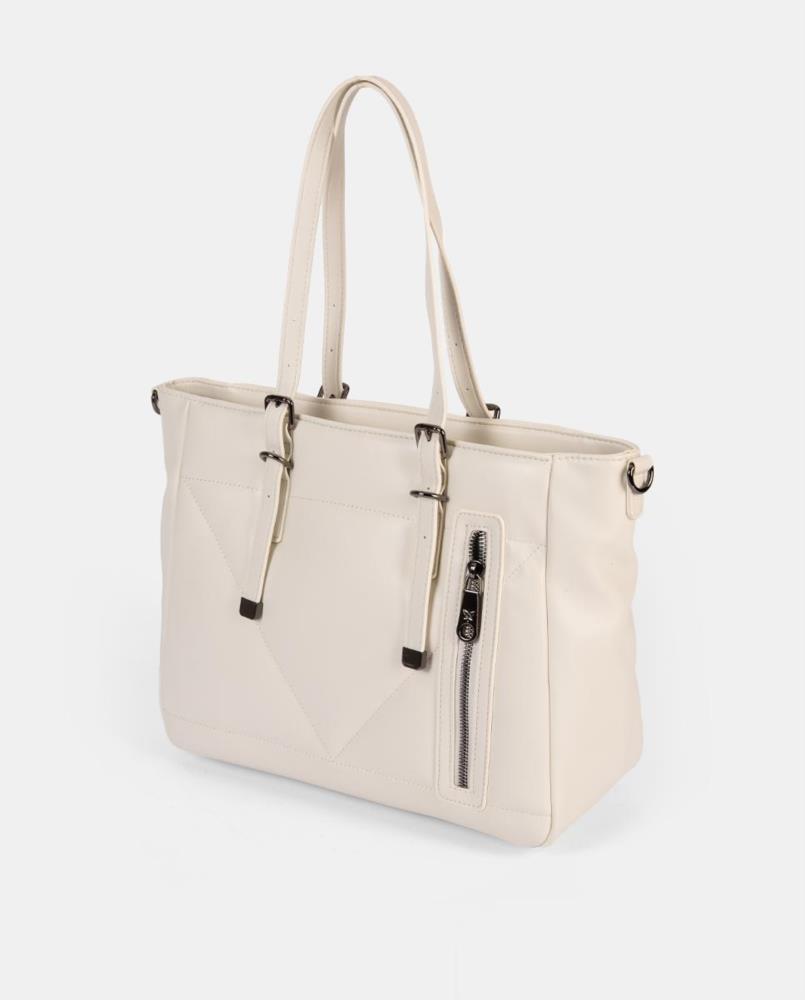 Bolso paquetero pequeño acolchado triangulo Pepe Moll Jessica crudo trasera