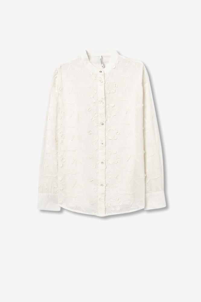 Camisa flores bordados relieve Tiffosi Bookly blanca