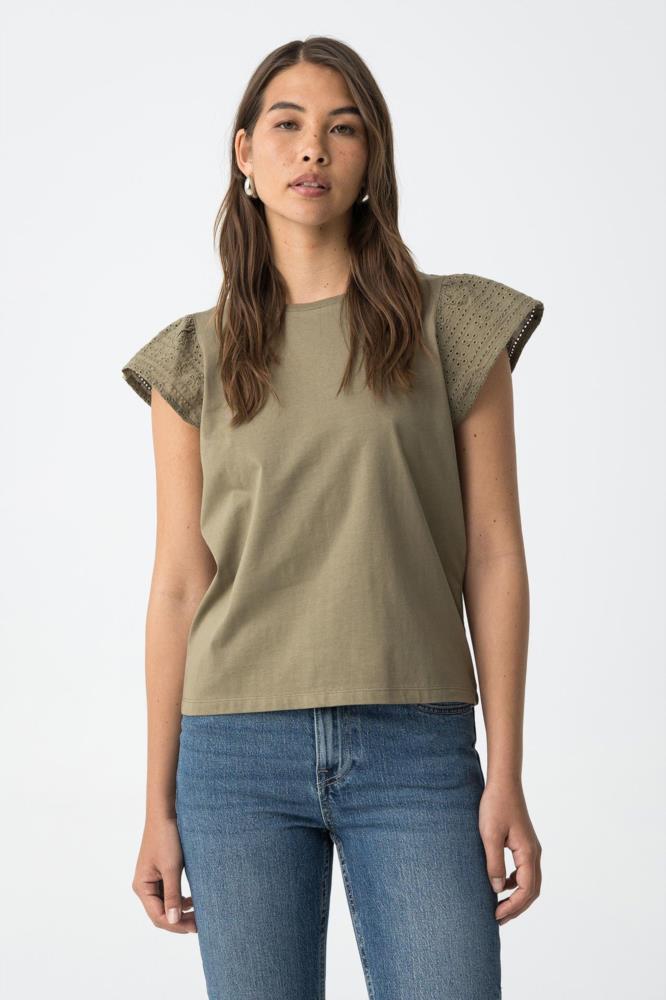 Camiseta manga tejido ingles Tiffosi Graciosa caqui frontal