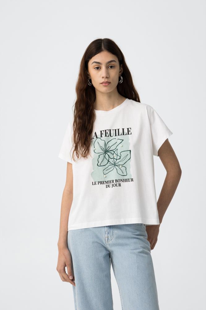 Camiseta cansú espalda estampada flor Tiffosi Malta suelta