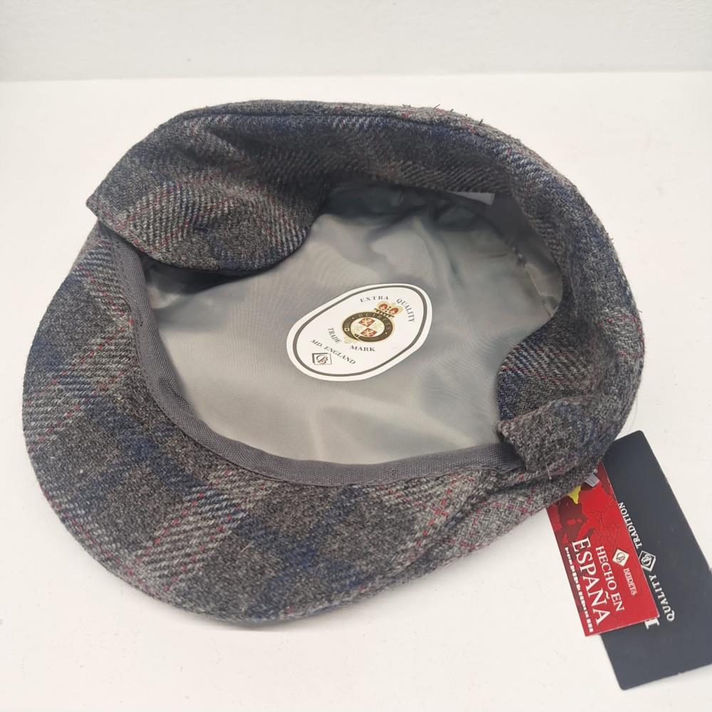 Visera con orejeras cuadros grises Beirets interior