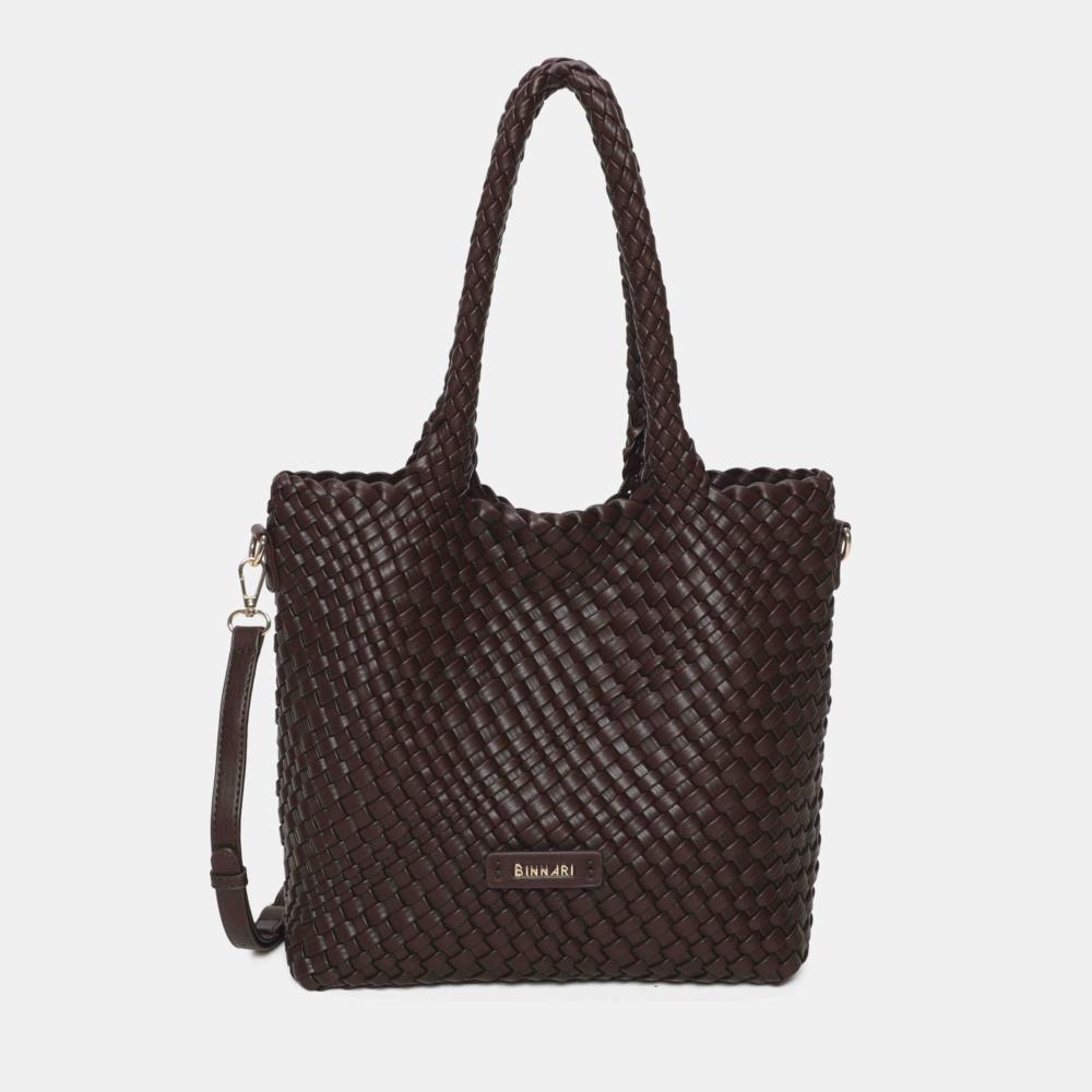 Bolso paquetero trenzado Binnari Lina marron