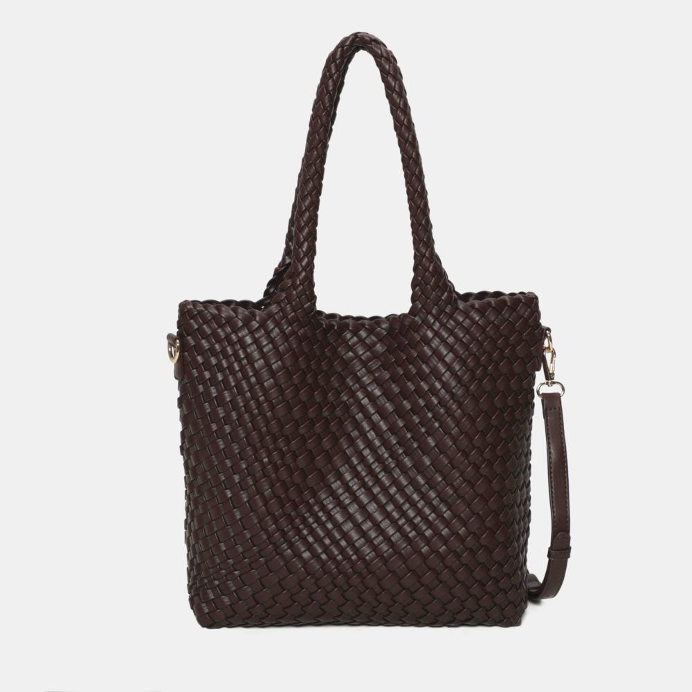 Bolso paquetero trenzado Binnari Lina marron