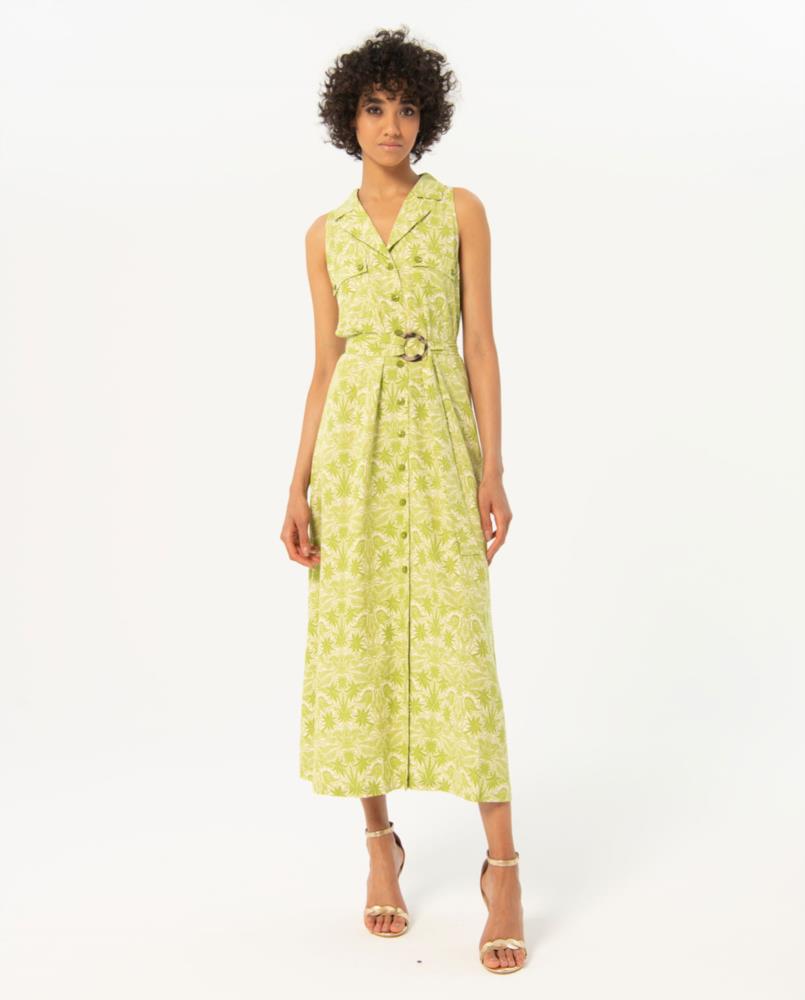 Vestido sisa botones estampado palmeras Surkana Tiku
