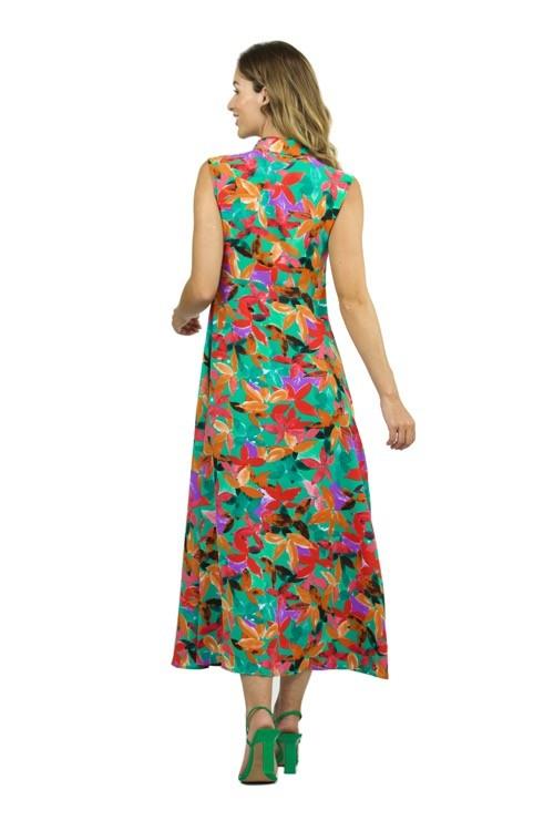 Vestido largo camisero sisa estampado flores Malalá sushine trasera