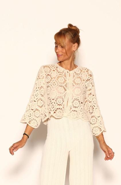 Chaqueta crochet botones Lemaille 26040
