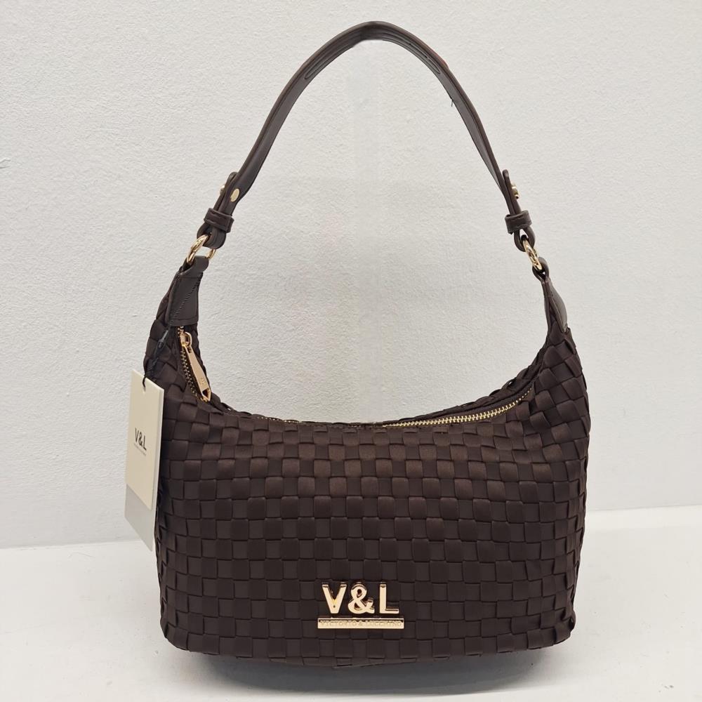 Bolso bandolera agondolado trenzado sedón  V&L marrón