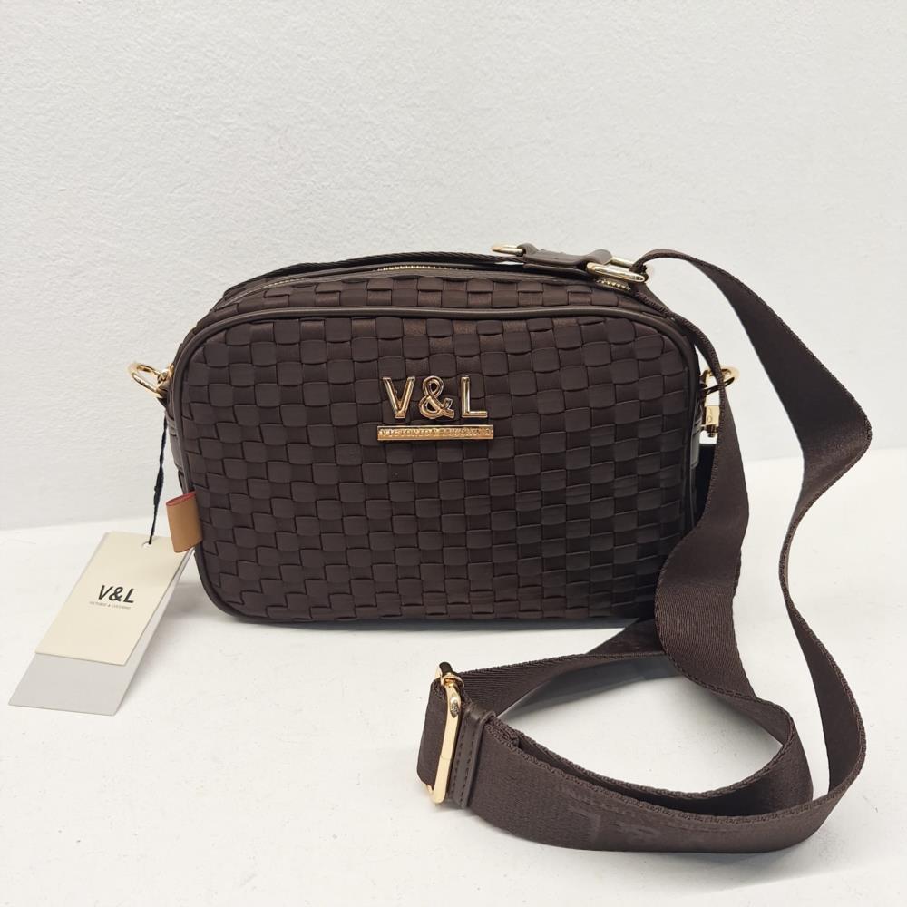 Bolso bandolera trenzado sedón V&L marron