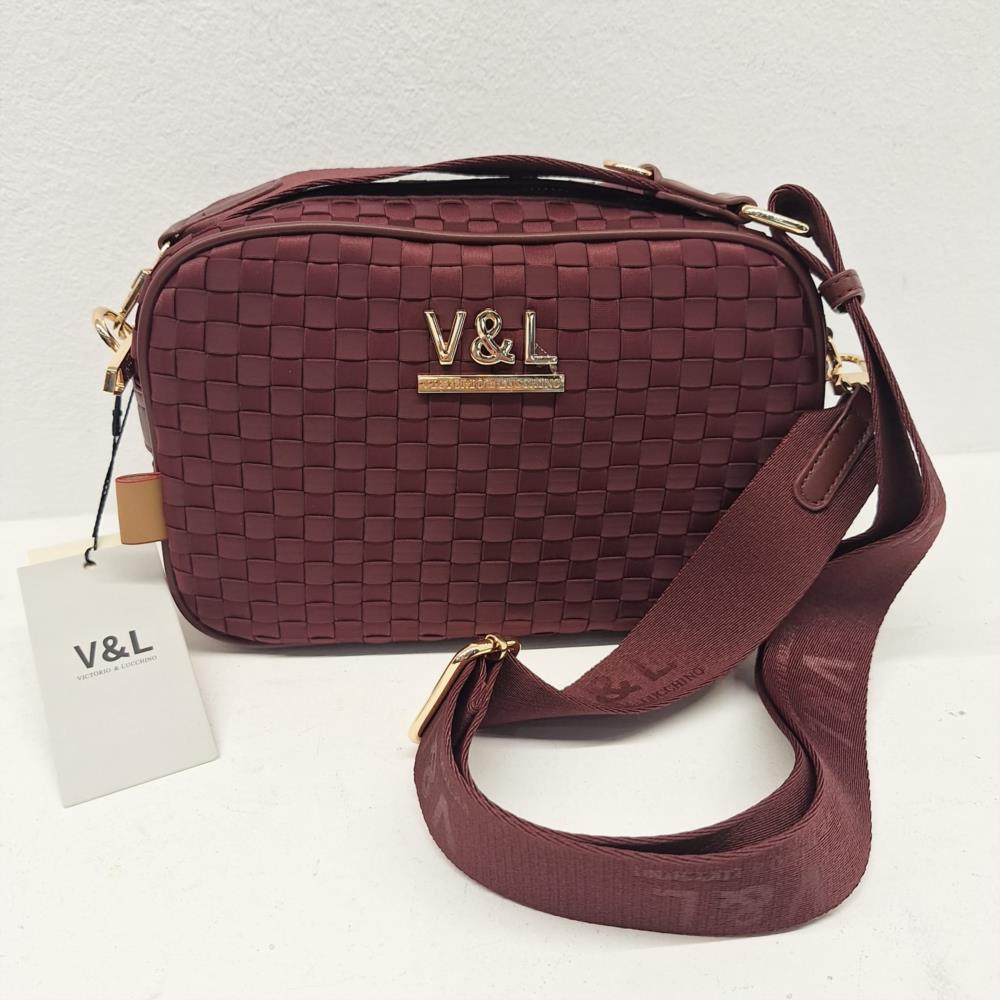 Bolso bandolera trenzado sedón V&L granate