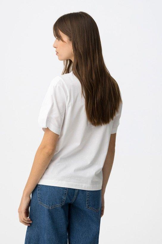 Camiseta mujer calados con perlas Tiffosi Meda blanca trasera