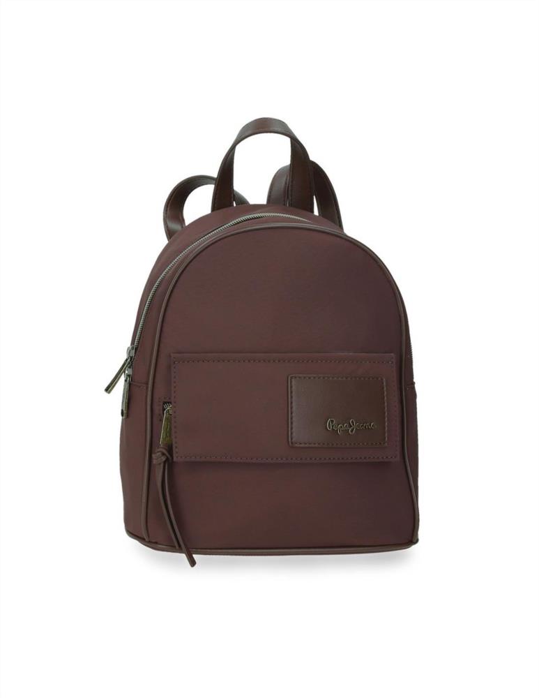 Bolso mochila nylon con tapeta frontal Pepe Jeans marrón