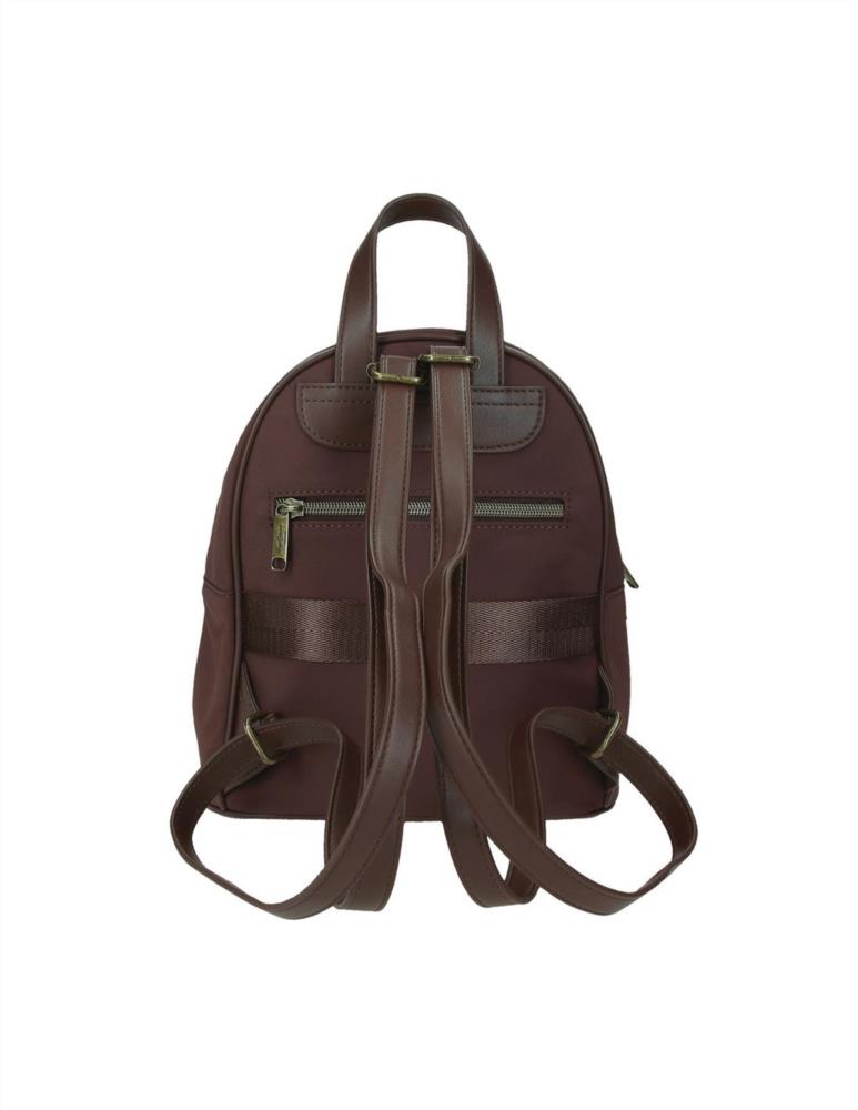 Bolso mochila nylon con tapeta frontal Pepe Jeans marrón trasera