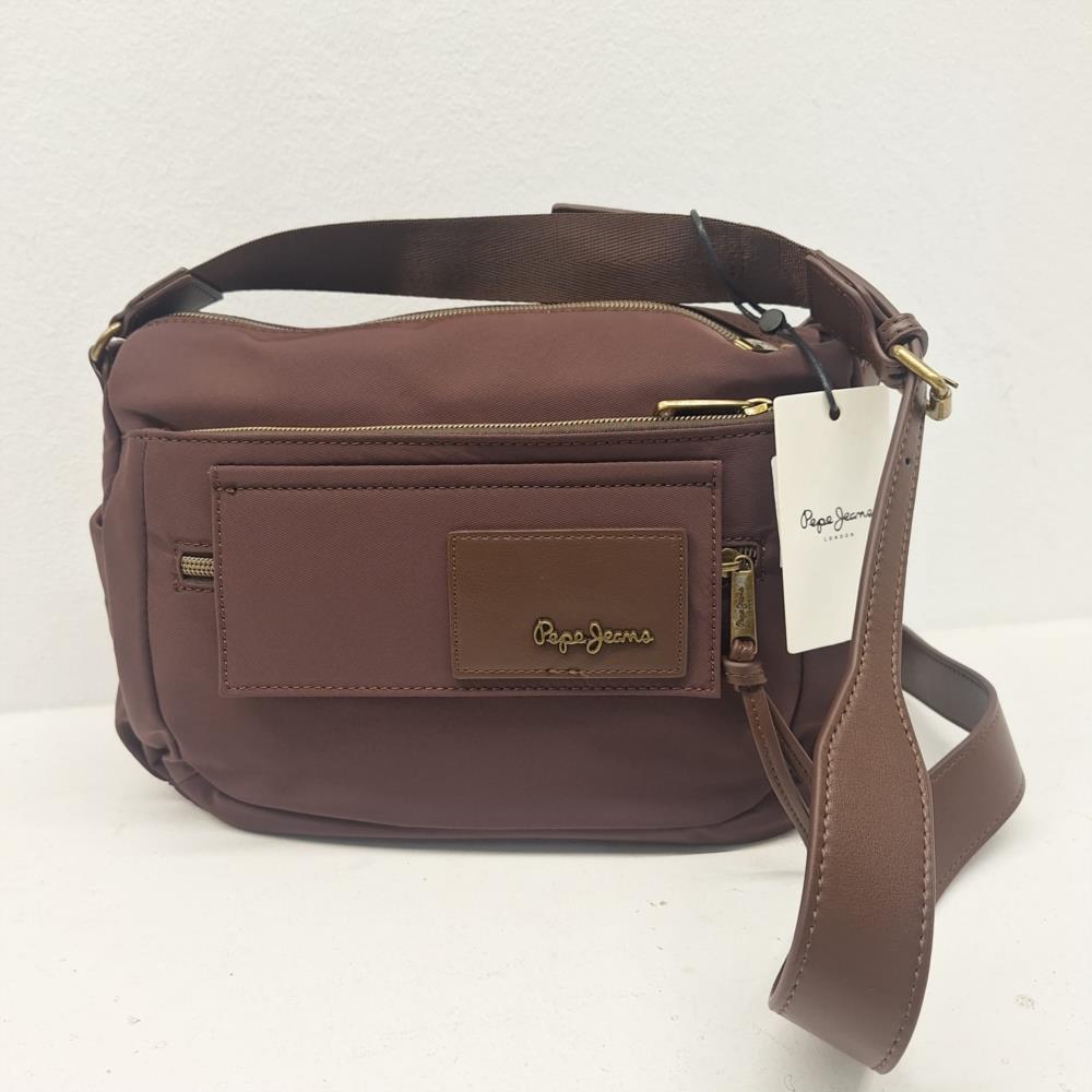 Bolso bandolera nylon con tapeta frontal Pepe Jeans marrón