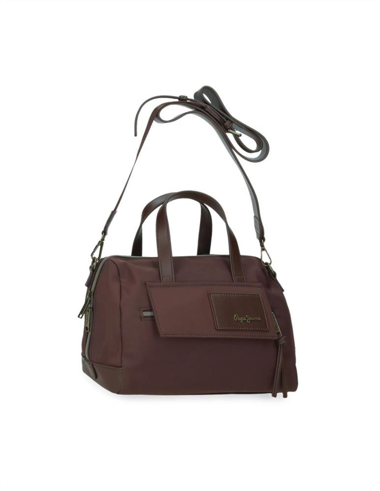 Bolso maletín nylon con tapeta frontal Pepe Jeans marrón