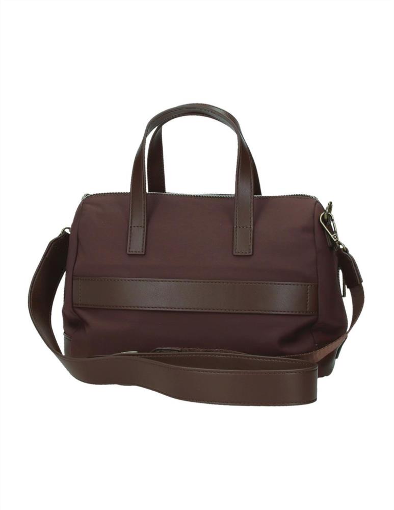Bolso maletín nylon con tapeta frontal Pepe Jeans marrón trasera