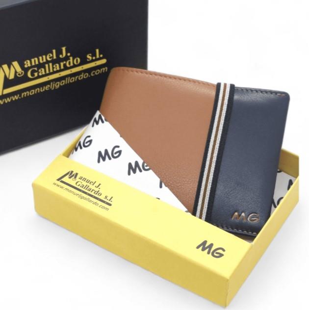Billetero americano con monedero goma rayas Manuel Gallardo 4000153 Naron en caja